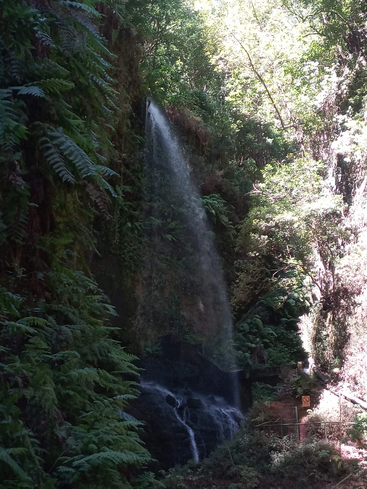 Cascada fina cayendo por la pared del barranco del Cubo de la Galga